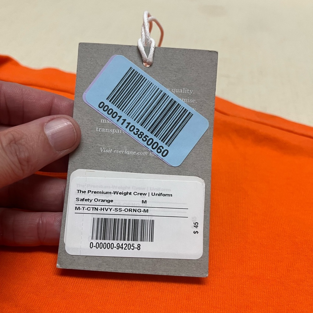 NWT Everlane men’s M organic cotton orange premium weight crew tee - Picture 6 of 12
